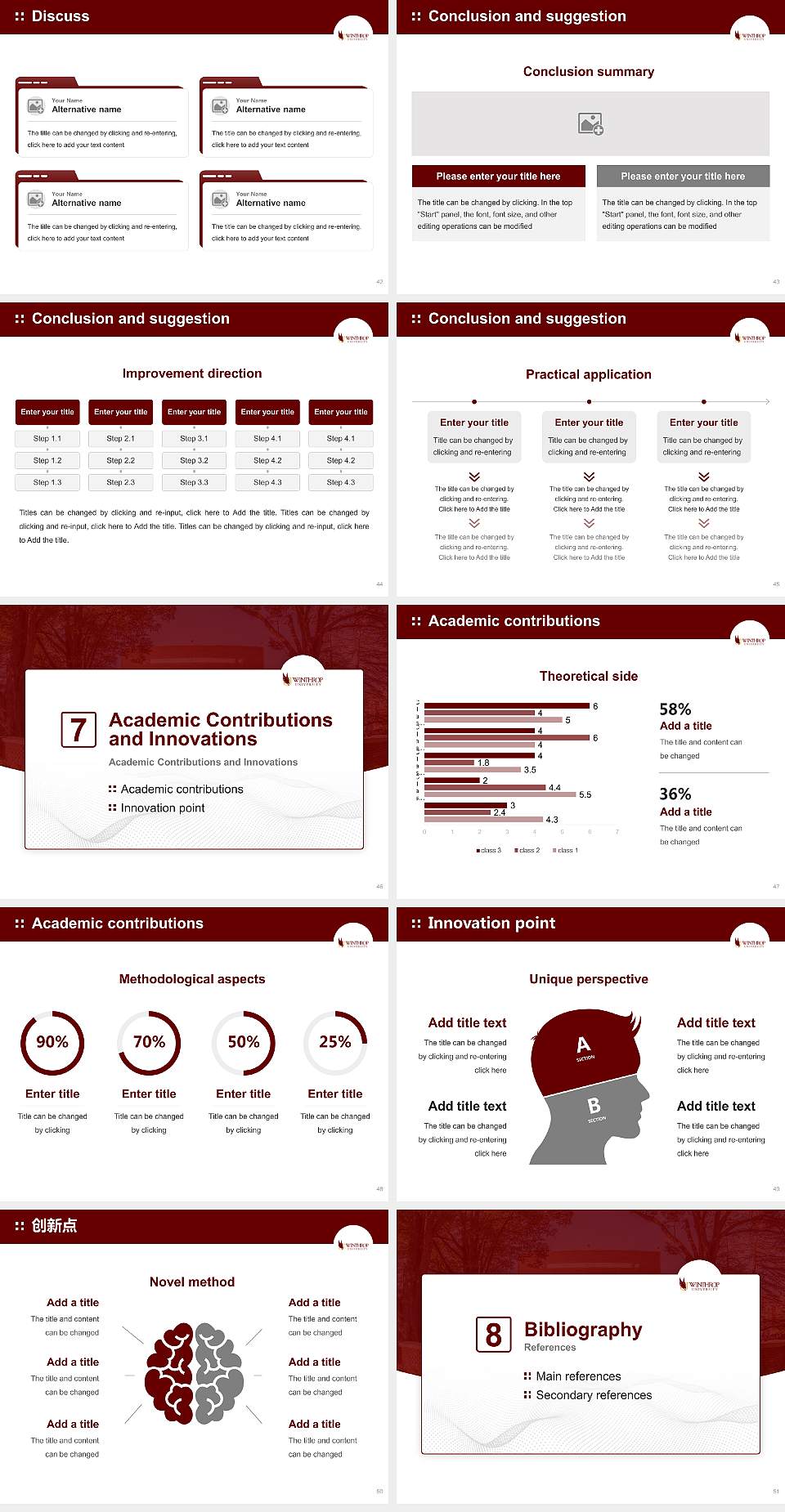 Winthrop University Graduation Thesis Defense PPT Template4:3 ratio PPT effect preview image6