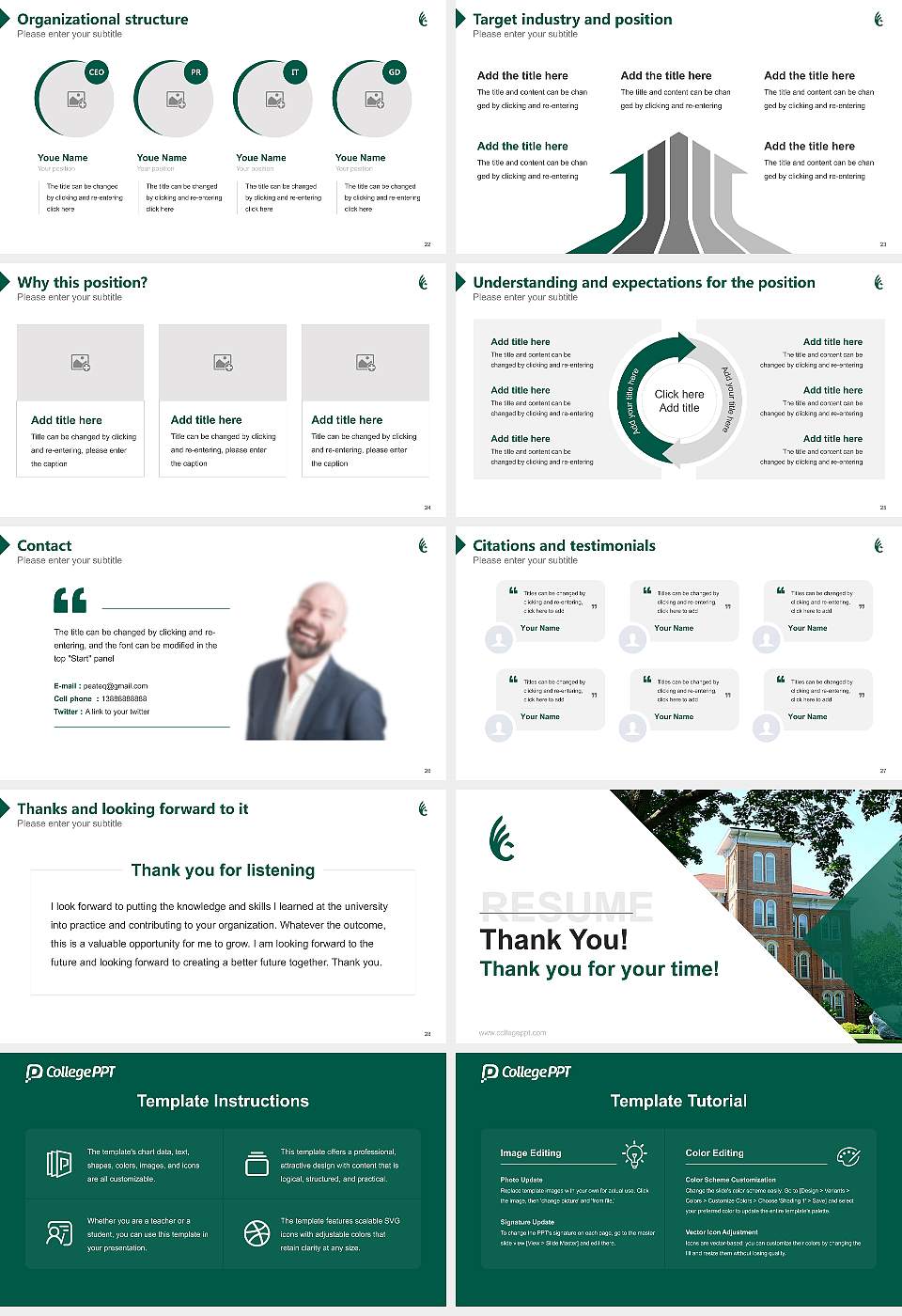 Wilmington College Resume PPT Template16:9 ratio PPT effect preview image4