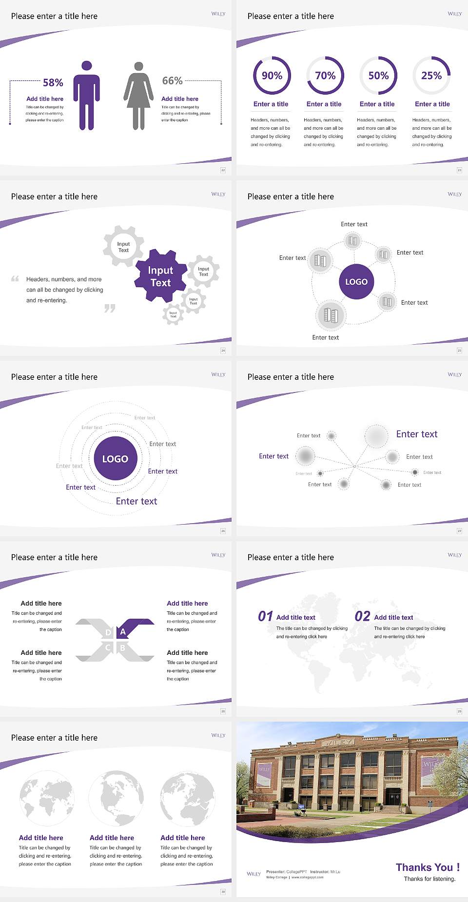 Wiley College Course/Courseware Creation PPT Template4:3 ratio PPT effect preview image4
