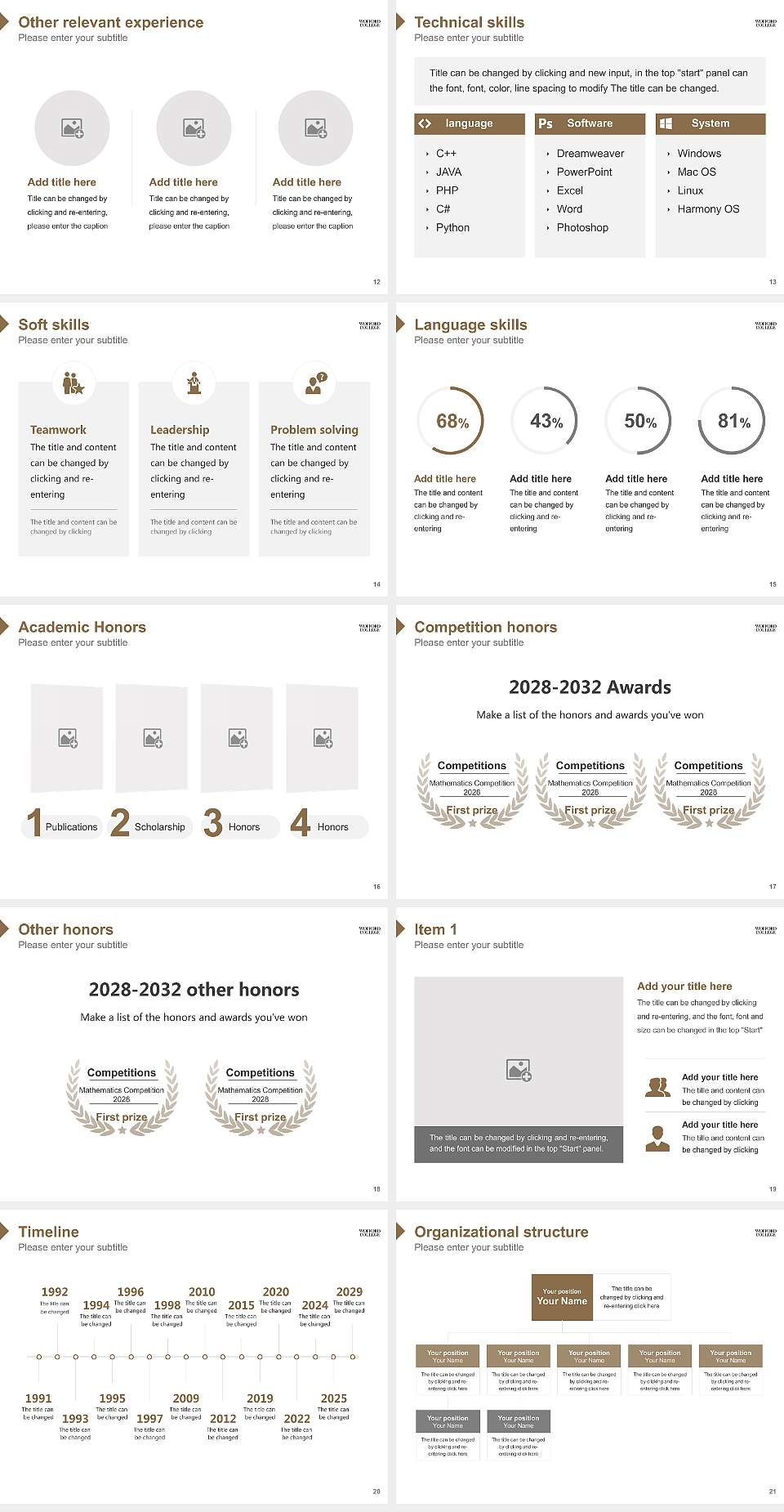 Wofford College Resume PPT Template4:3 ratio PPT effect preview image3