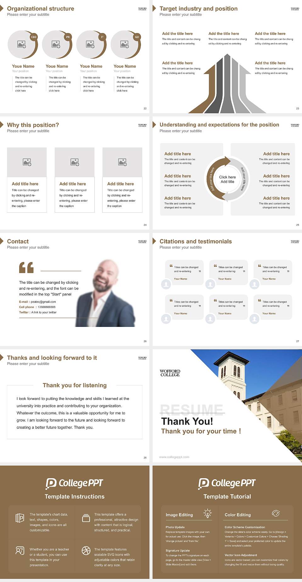 Wofford College Resume PPT Template4:3 ratio PPT effect preview image4