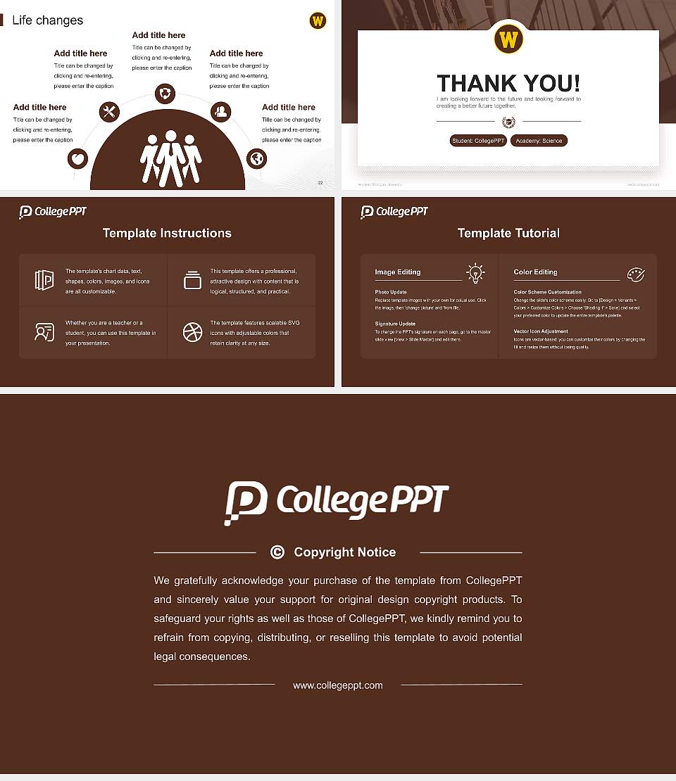 Western Michigan University National Scholarship Defense PPT Template16:9 ratio PPT effect preview image4