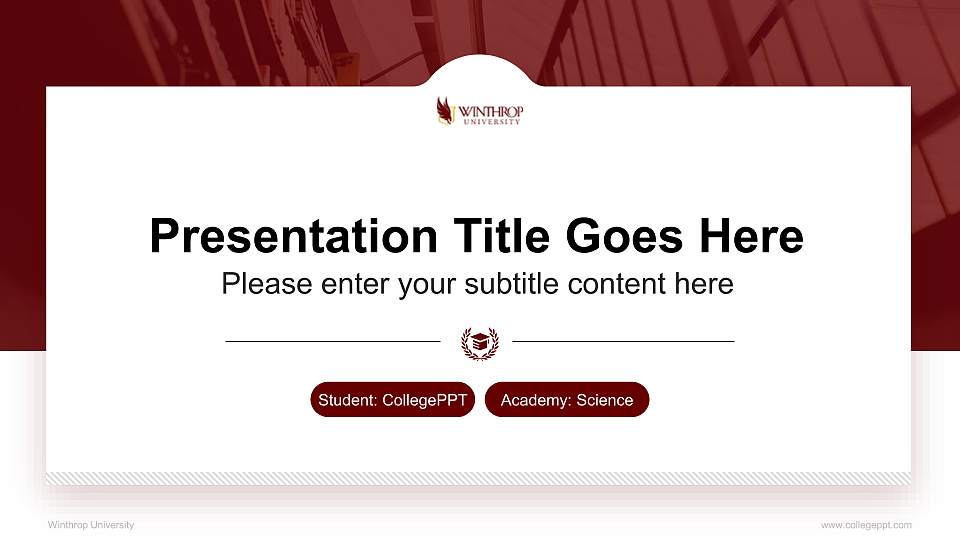 Winthrop University National Scholarship Defense PPT Template16:9 ratio PPT effect preview image
