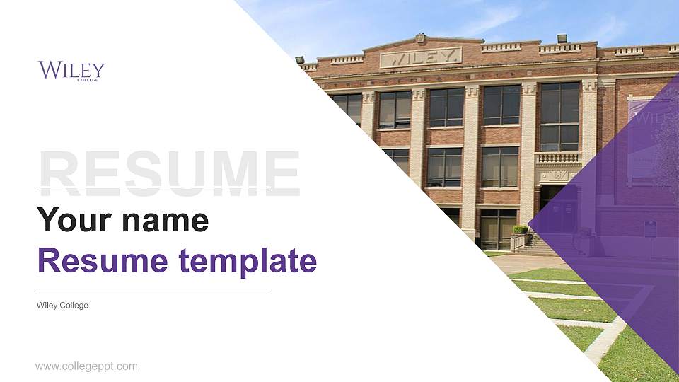 Wiley College Resume PPT Template16:9 ratio PPT effect preview image