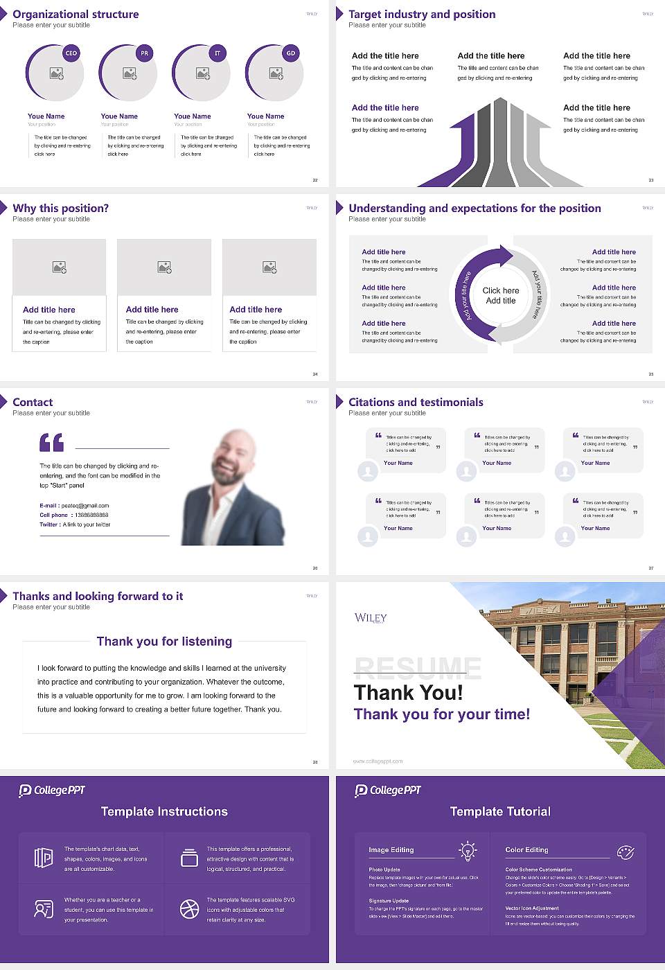 Wiley College Resume PPT Template16:9 ratio PPT effect preview image4