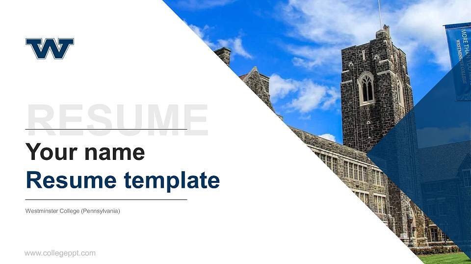Westminster College (Pennsylvania) Resume PPT Template16:9 ratio PPT effect preview image