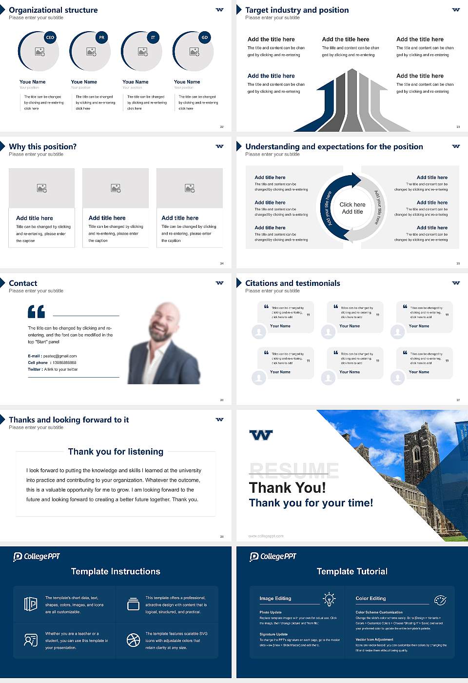 Westminster College (Pennsylvania) Resume PPT Template16:9 ratio PPT effect preview image4