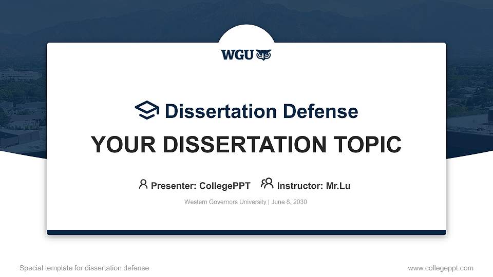 Western Governors University Graduation Thesis Defense PPT Template16:9 ratio PPT effect preview image