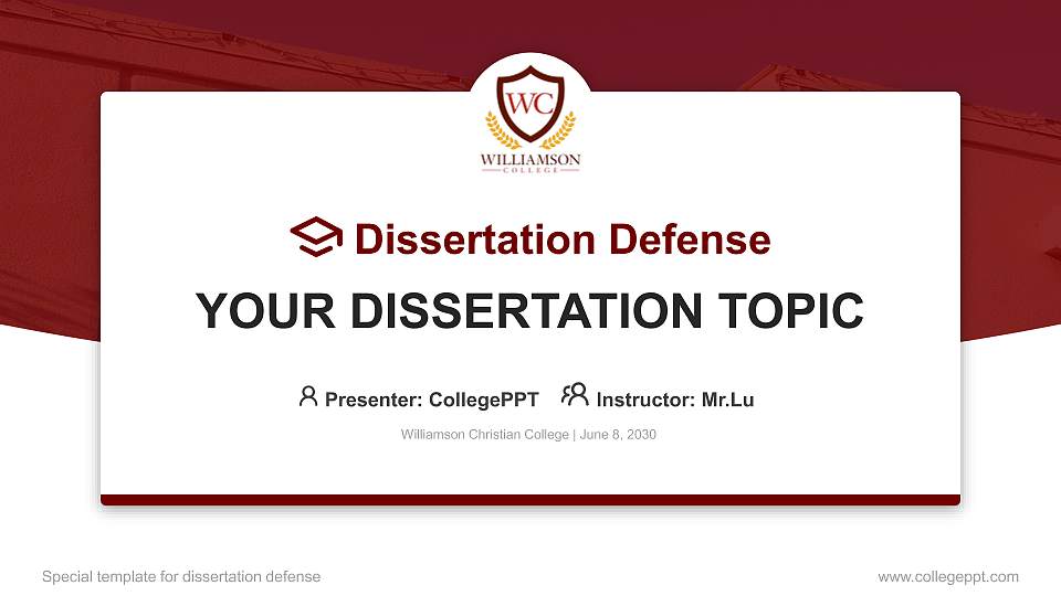 Williamson Christian College Graduation Thesis Defense PPT Template16:9 ratio PPT effect preview image