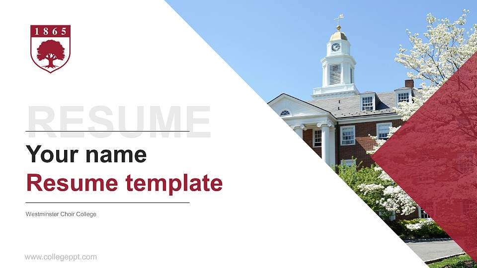 Westminster Choir College Resume PPT Template16:9 ratio PPT effect preview image