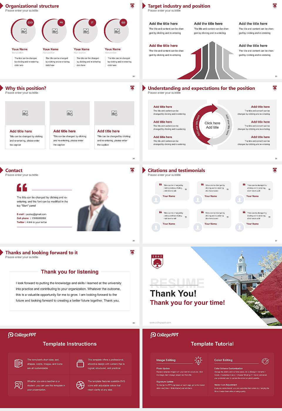 Westminster Choir College Resume PPT Template16:9 ratio PPT effect preview image4