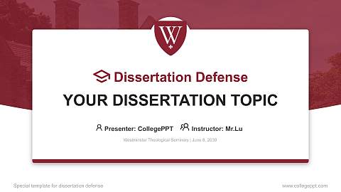 Westminster Theological Seminary Graduation Thesis Defense PPT Template