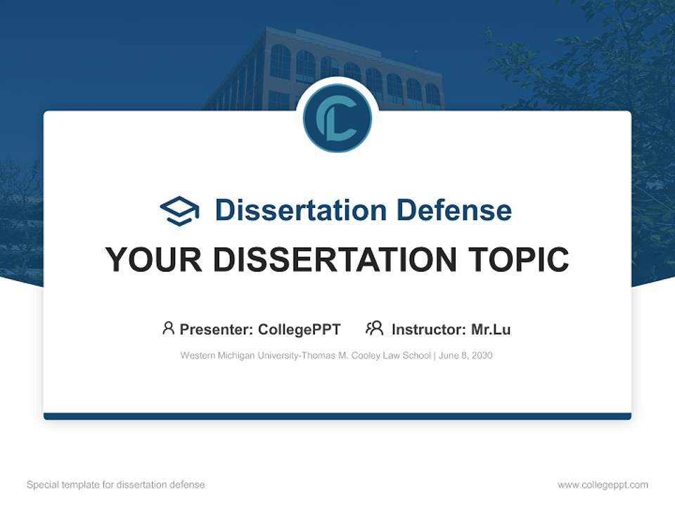 Western Michigan University-Thomas M. Cooley Law School Graduation Thesis Defense PPT Template4:3 ratio PPT effect preview image7
