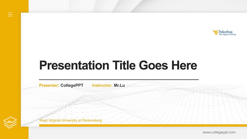 West Virginia University at Parkersburg Thesis Proposal/Graduation Defense PPT Template16:9 ratio PPT effect preview image