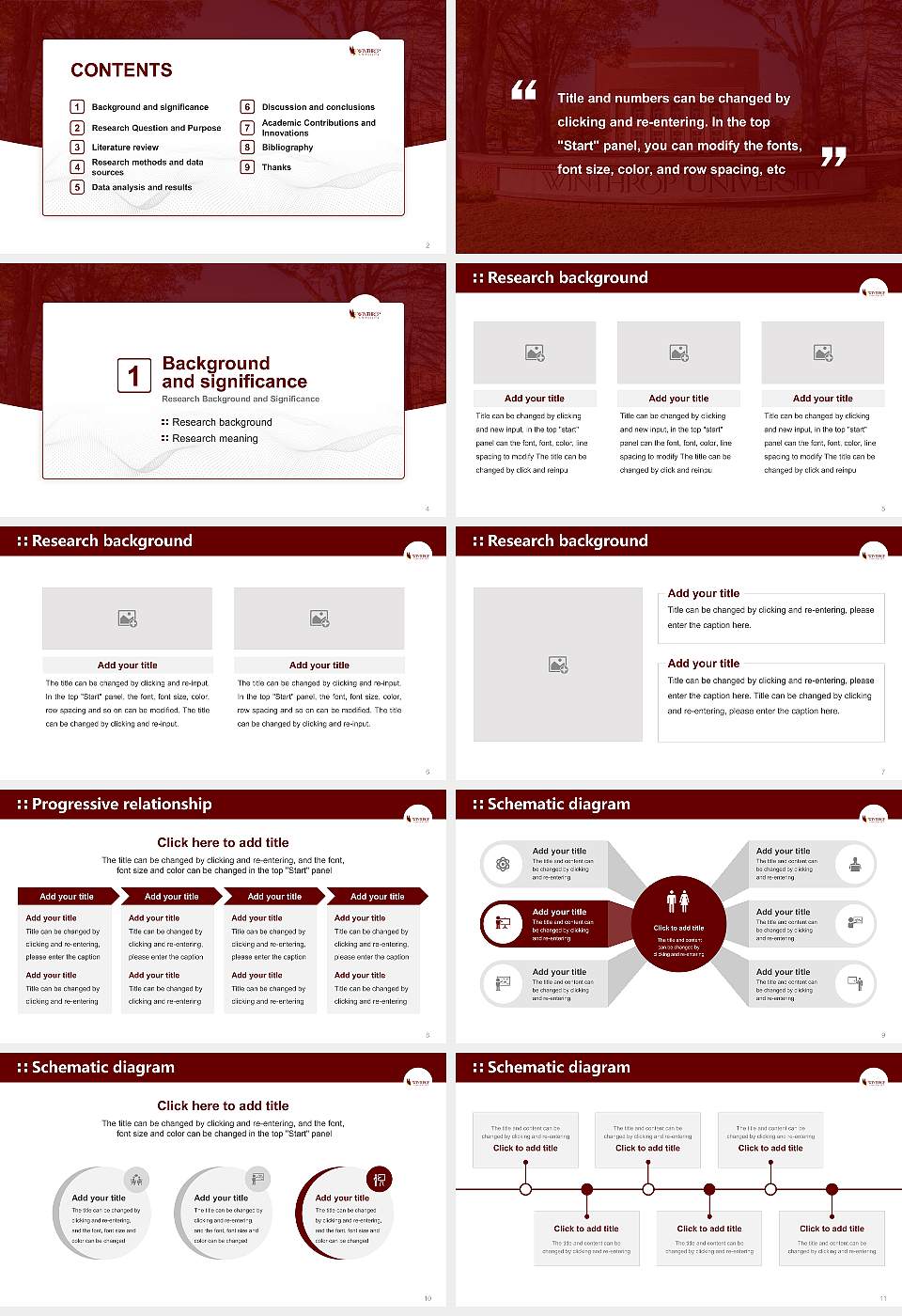 Winthrop University Graduation Thesis Defense PPT Template16:9 ratio PPT effect preview image2