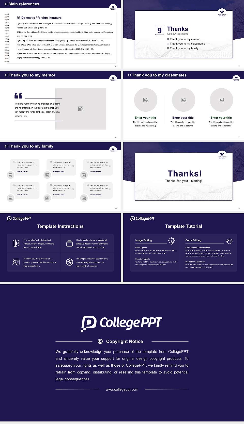 Westminster University (Utah) Graduation Thesis Defense PPT Template16:9 ratio PPT effect preview image7