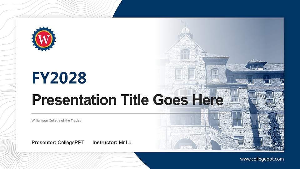 Williamson College of the Trades Academic Presentation/Research Findings Report PPT Template16:9 ratio PPT effect preview image
