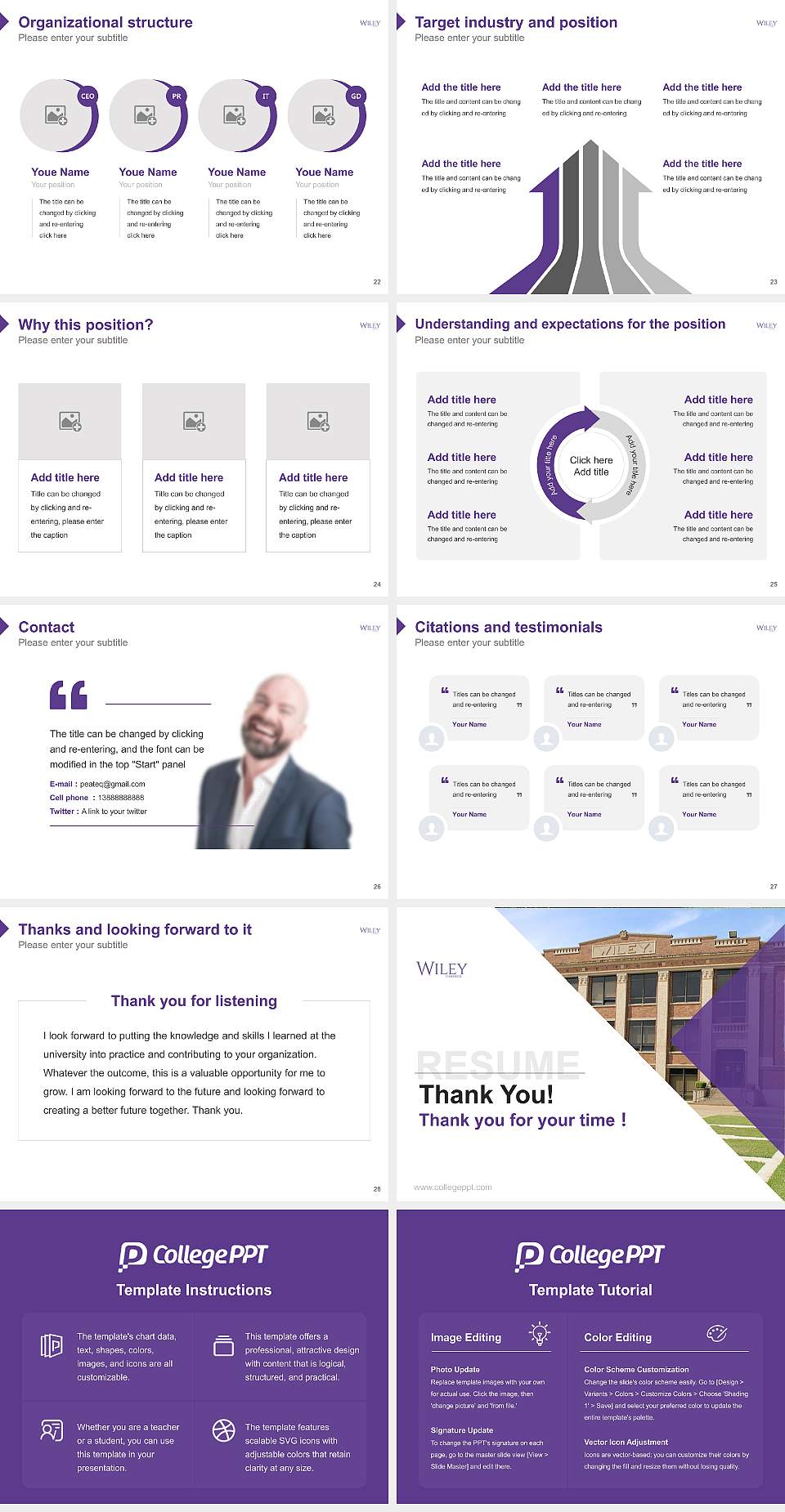 Wiley College Resume PPT Template4:3 ratio PPT effect preview image4