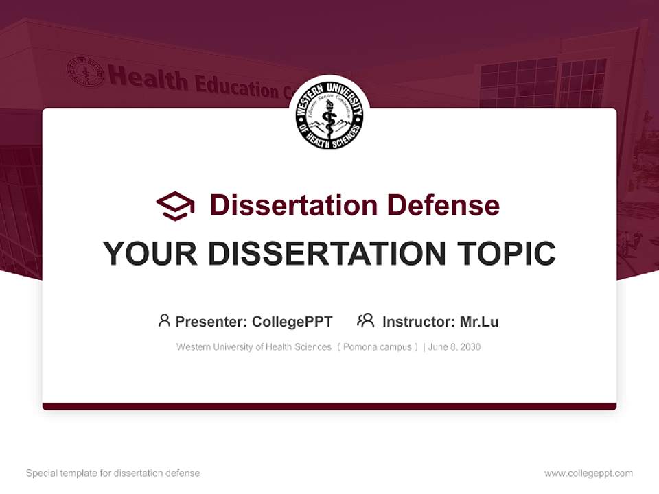 Western University of Health Sciences （Pomona campus） Graduation Thesis Defense PPT Template4:3 ratio PPT effect preview image7