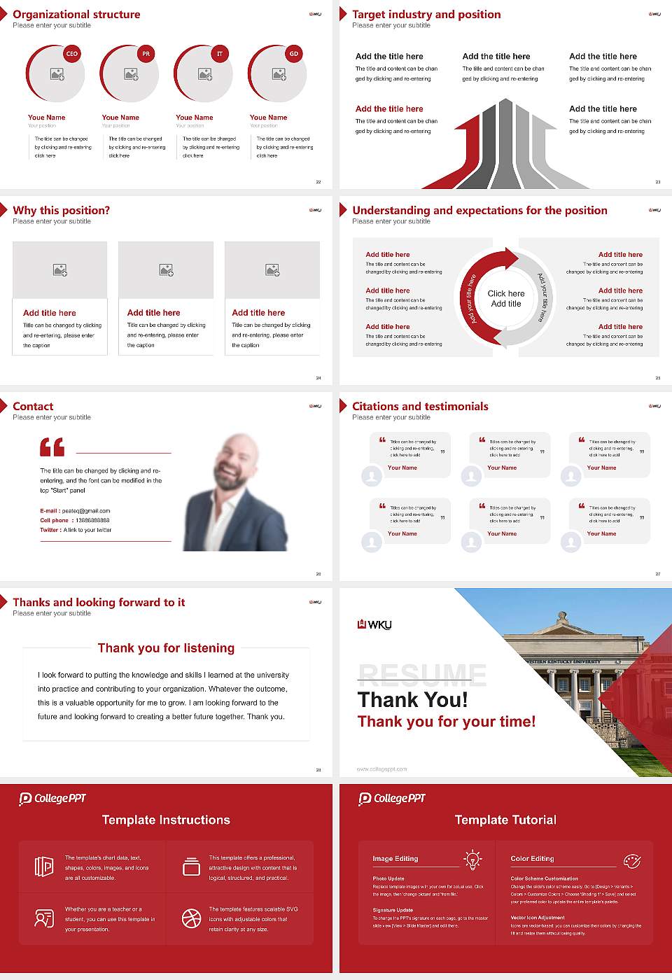 Western Kentucky University Resume PPT Template16:9 ratio PPT effect preview image4