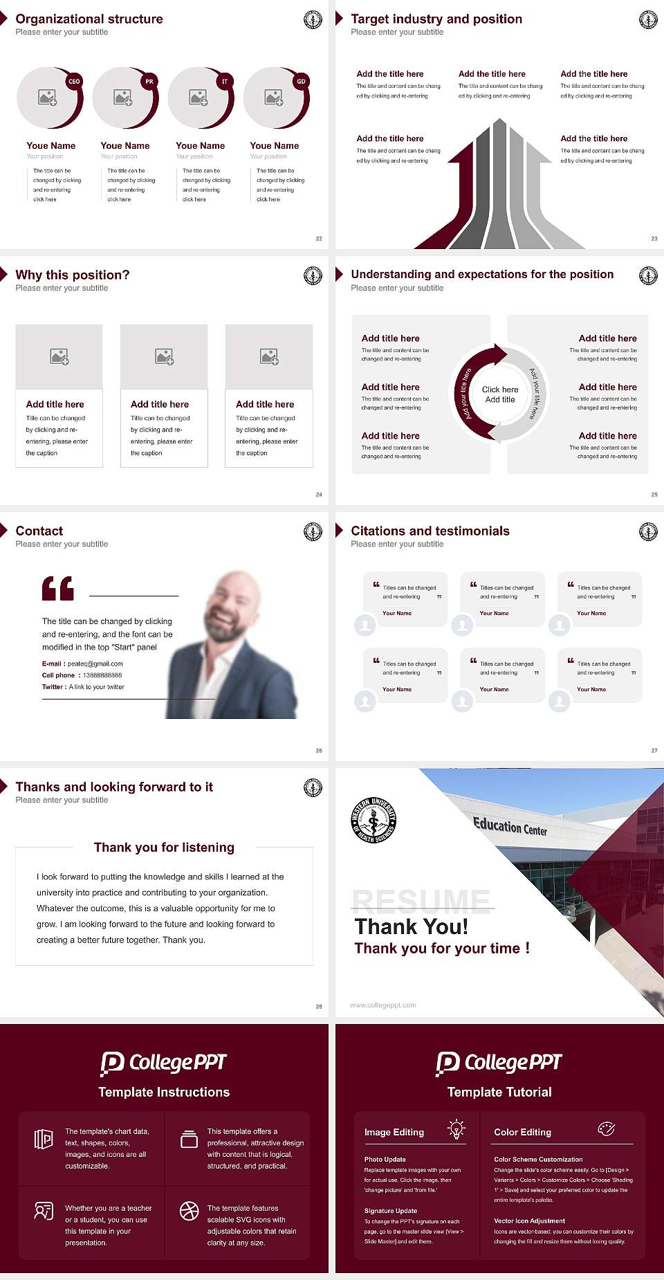 Western University of Health Sciences （Pomona campus） Resume PPT Template4:3 ratio PPT effect preview image4