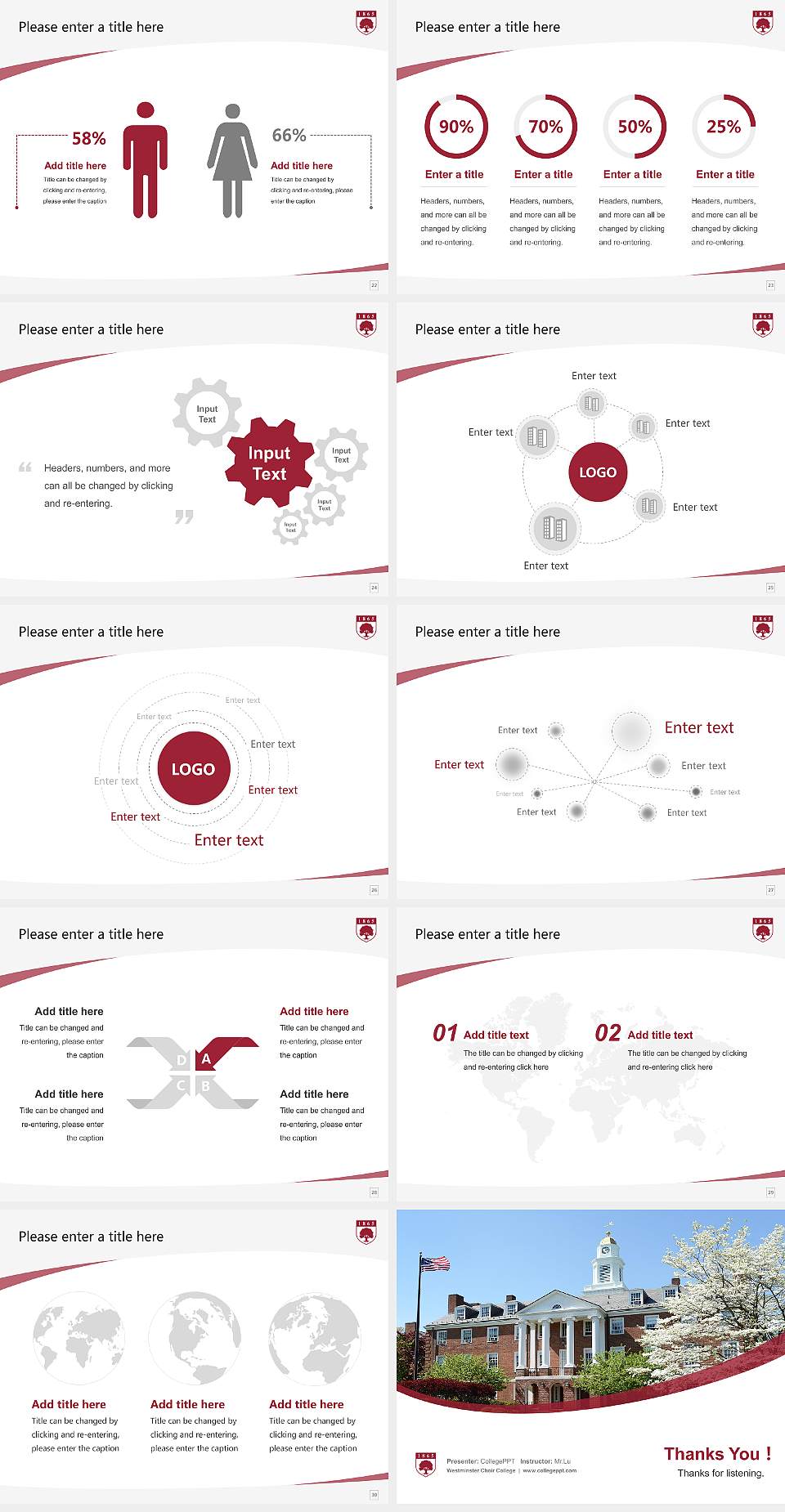 Westminster Choir College Course/Courseware Creation PPT Template4:3 ratio PPT effect preview image4