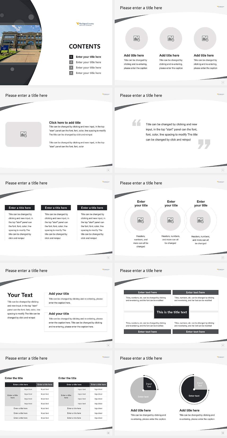 West Virginia University Institute of Technology Course/Courseware Creation PPT Template4:3 ratio PPT effect preview image2