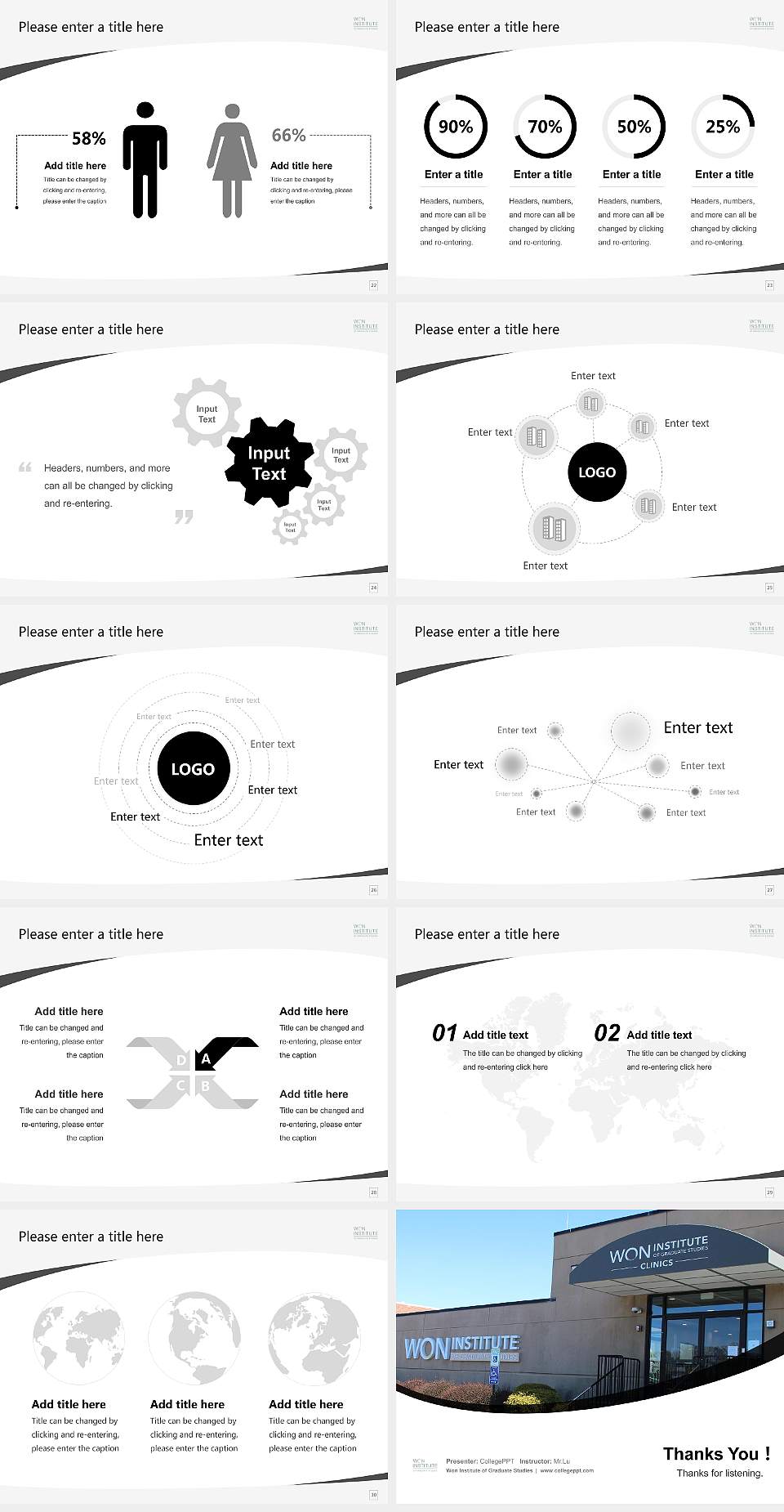 Won Institute of Graduate Studies Course/Courseware Creation PPT Template4:3 ratio PPT effect preview image4