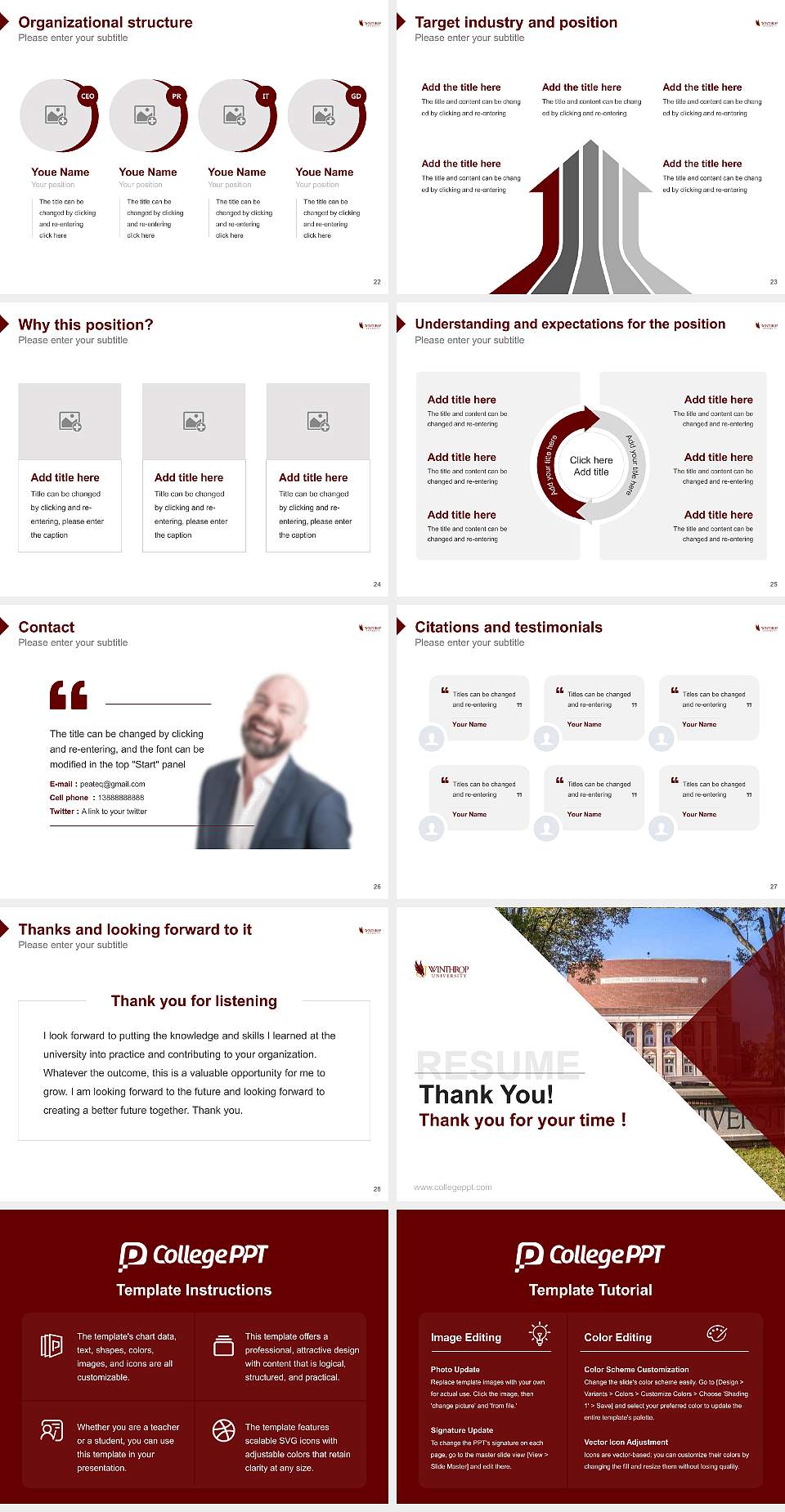 Winthrop University Resume PPT Template4:3 ratio PPT effect preview image4