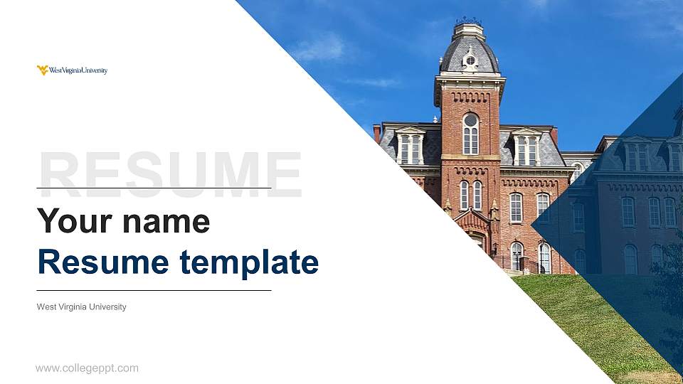West Virginia University Resume PPT Template16:9 ratio PPT effect preview image