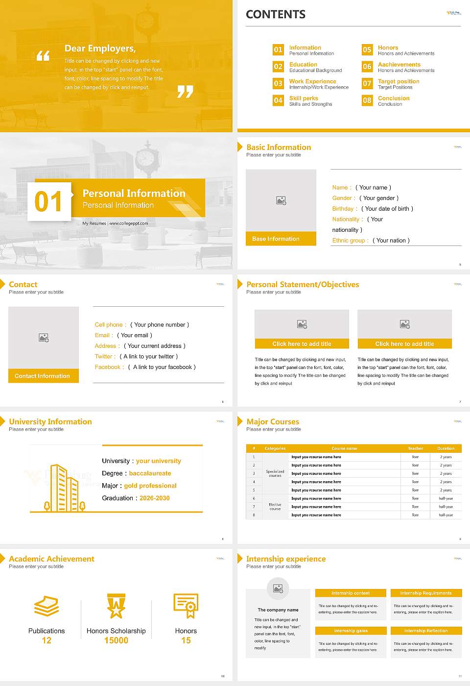 West Virginia University at Parkersburg Resume PPT Template16:9 ratio PPT effect preview image2