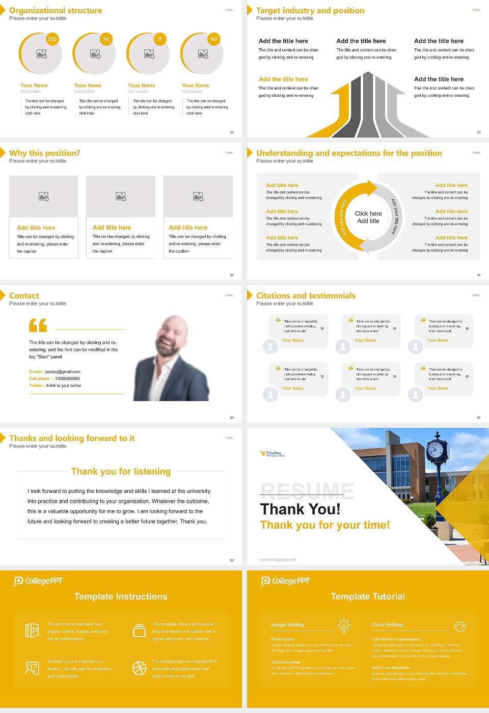 West Virginia University at Parkersburg Resume PPT Template16:9 ratio PPT effect preview image4