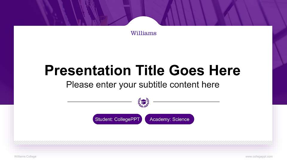 Williams College National Scholarship Defense PPT Template16:9 ratio PPT effect preview image