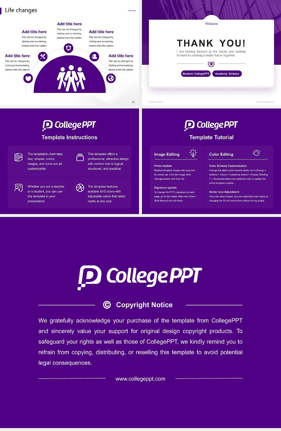 Williams College National Scholarship Defense PPT Template4:3 ratio PPT effect preview image4