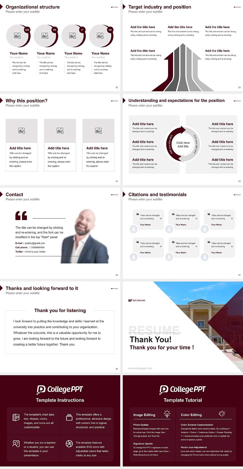 West Texas a & M University Resume PPT Template4:3 ratio PPT effect preview image4