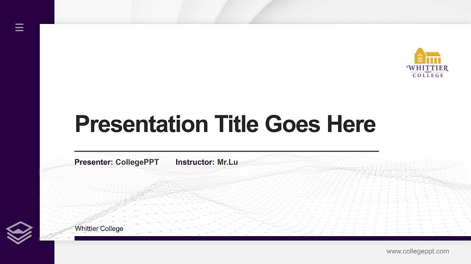 Whittier College Thesis Proposal/Graduation Defense PPT Template16:9 ratio PPT effect preview image