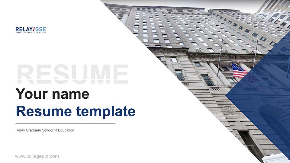 Relay Graduate School of Education Resume PPT Template16:9 ratio PPT effect preview image
