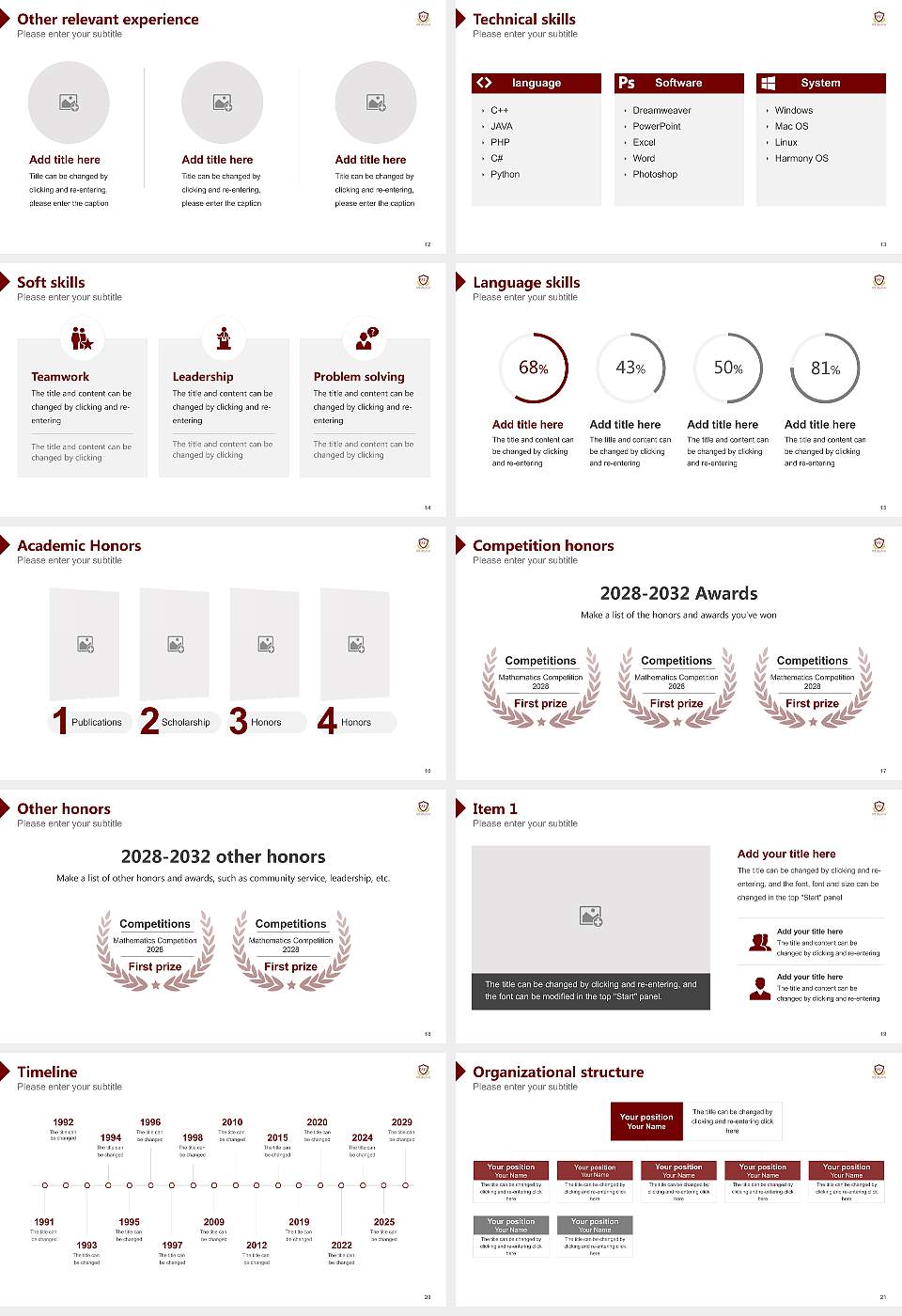 Williamson Christian College Resume PPT Template16:9 ratio PPT effect preview image3