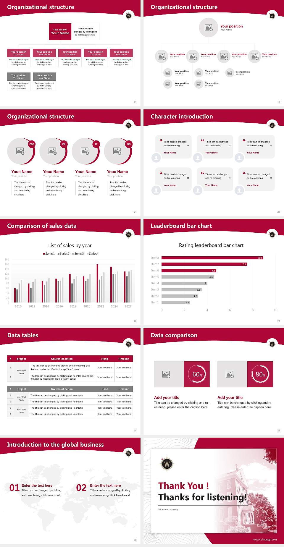 Willamette University Academic Presentation/Research Findings Report PPT Template4:3 ratio PPT effect preview image4