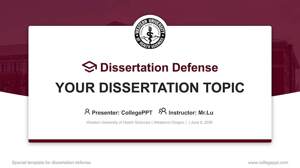 Western University of Health Sciences（WesternU-Oregon） Graduation Thesis Defense PPT Template16:9 ratio PPT effect preview image1
