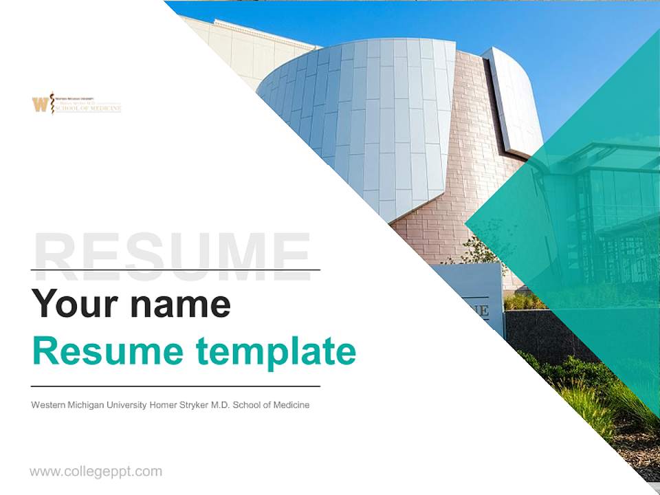 Western Michigan University Homer Stryker M.D. School of Medicine Resume PPT Template4:3 ratio PPT effect preview image5