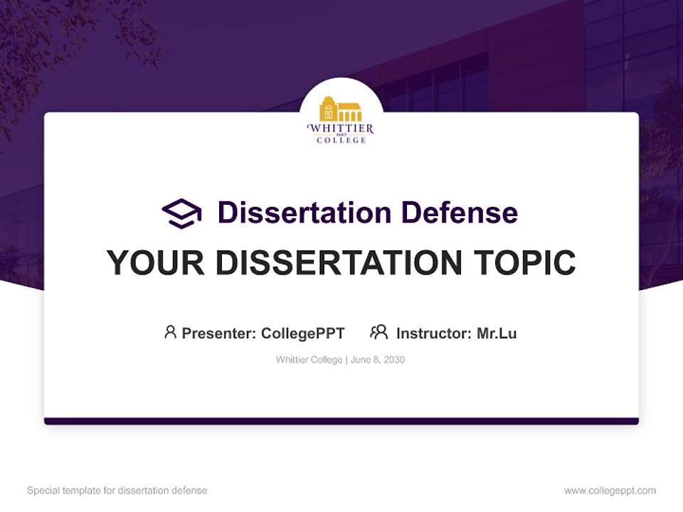 Whittier College Graduation Thesis Defense PPT Template4:3 ratio PPT effect preview image7