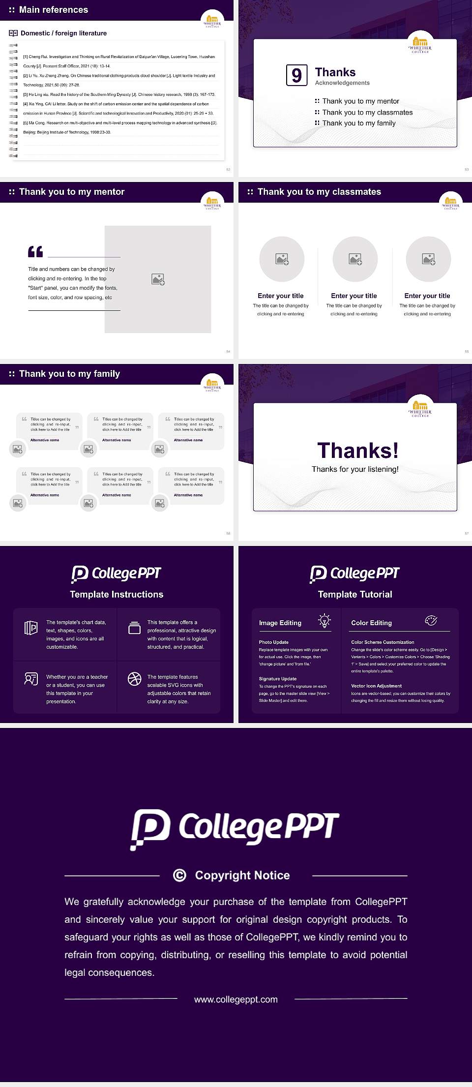 Whittier College Graduation Thesis Defense PPT Template4:3 ratio PPT effect preview image7