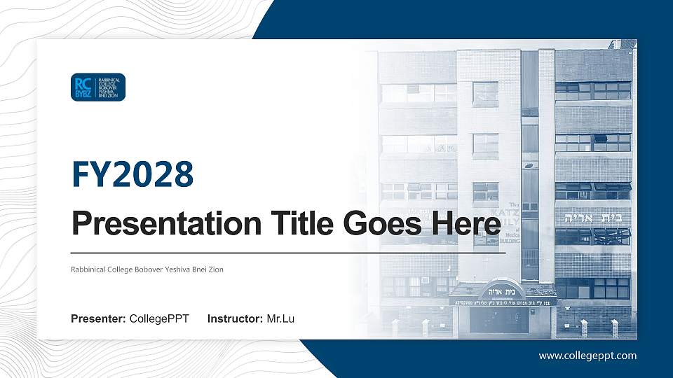 Rabbinical College Bobover Yeshiva Bnei Zion Academic Presentation/Research Findings Report PPT Template16:9 ratio PPT effect preview image