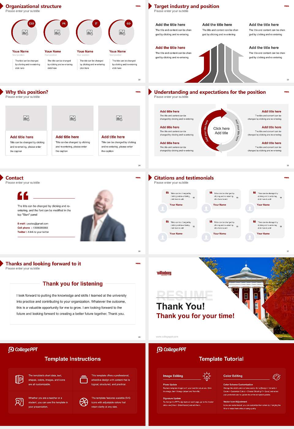Wittenberg University Resume PPT Template16:9 ratio PPT effect preview image4
