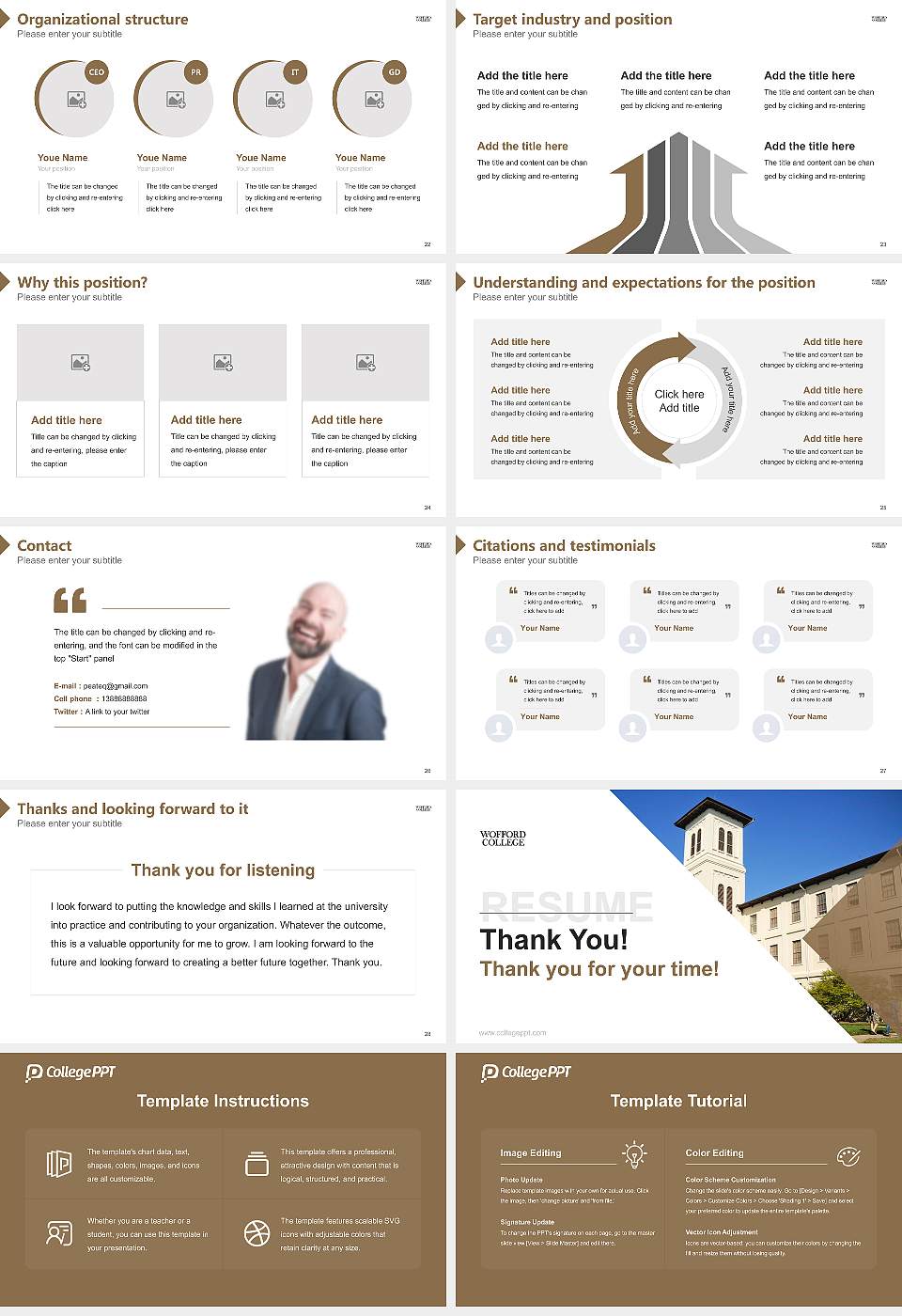 Wofford College Resume PPT Template16:9 ratio PPT effect preview image4