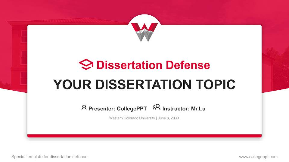 Western Colorado University Graduation Thesis Defense PPT Template16:9 ratio PPT effect preview image