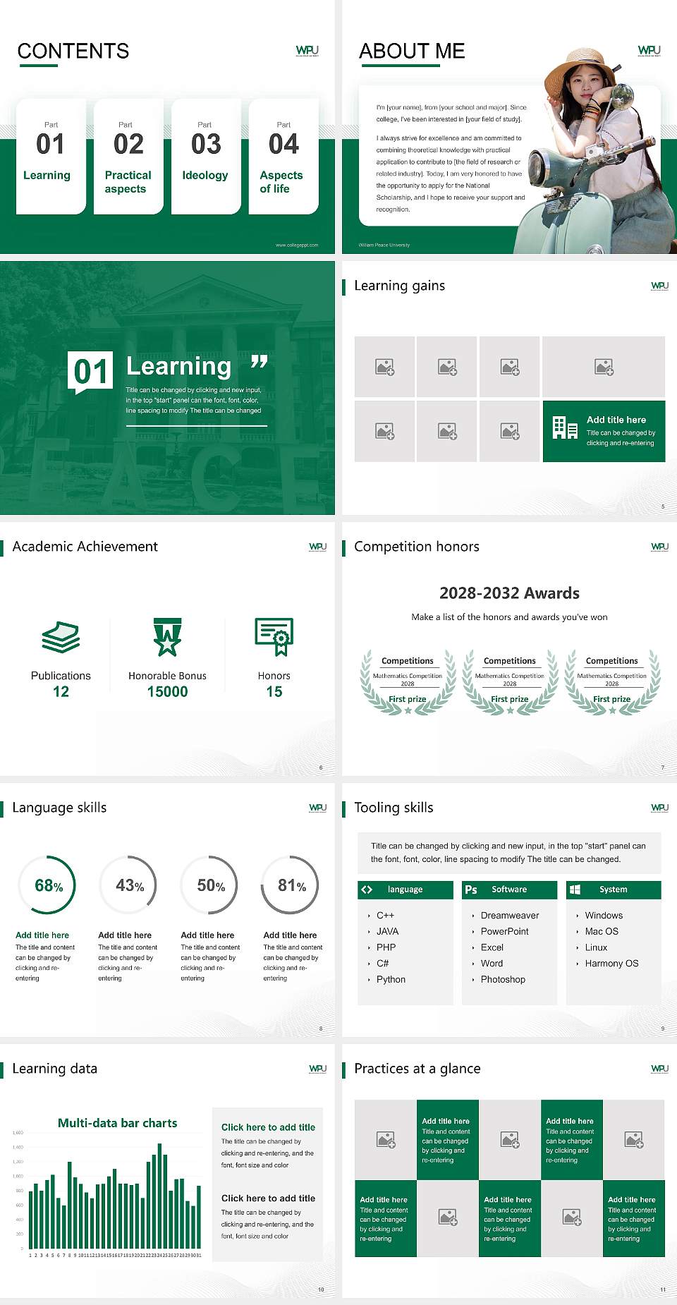 William Peace University National Scholarship Defense PPT Template4:3 ratio PPT effect preview image2