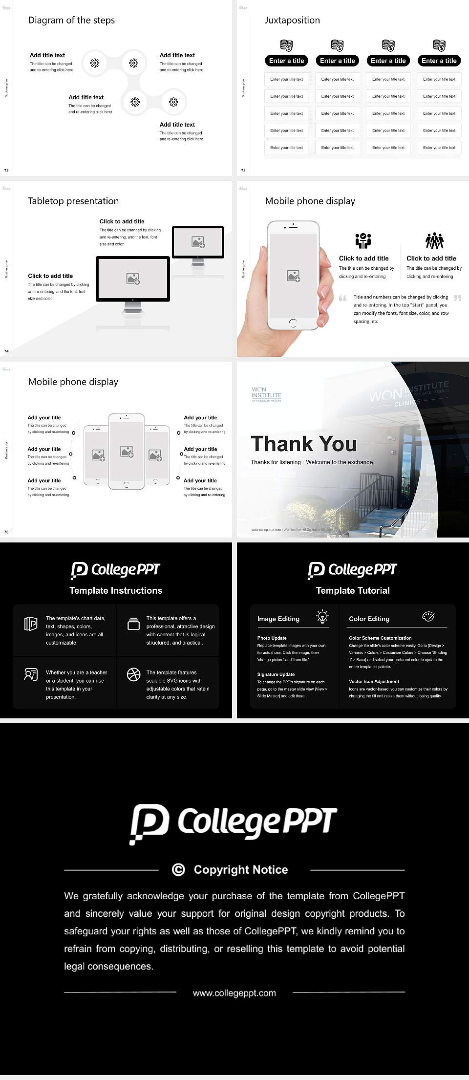 Won Institute of Graduate Studies Competition/Entrepreneurship Contest PPT Template4:3 ratio PPT effect preview image9