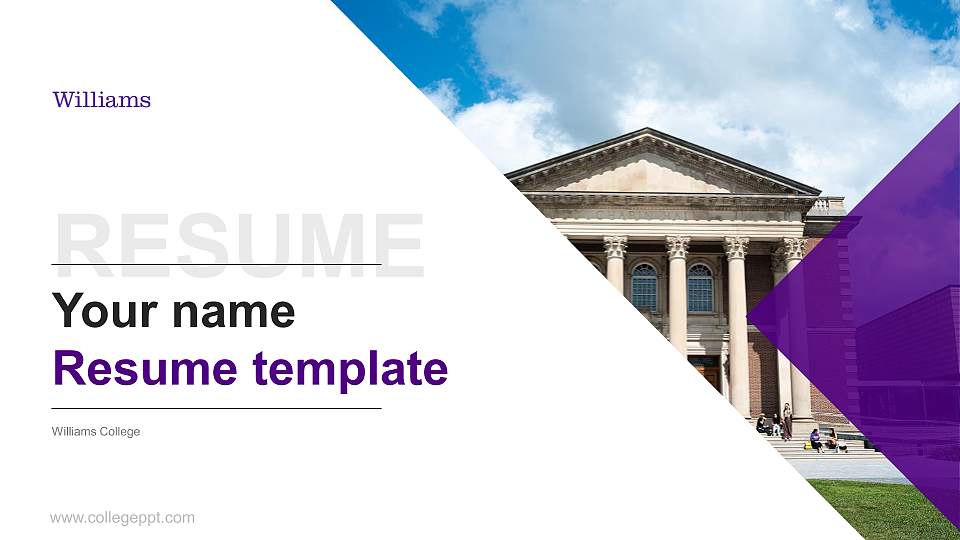 Williams College Resume PPT Template16:9 ratio PPT effect preview image